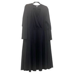 ASOS Curve black long sleeve faux wrap dress 22